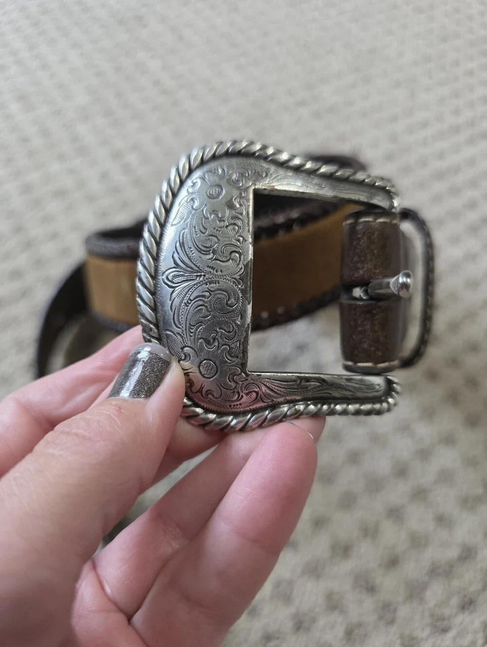 Nocona Men's Genuine Leather Braided Edge Belt - Dark Brown